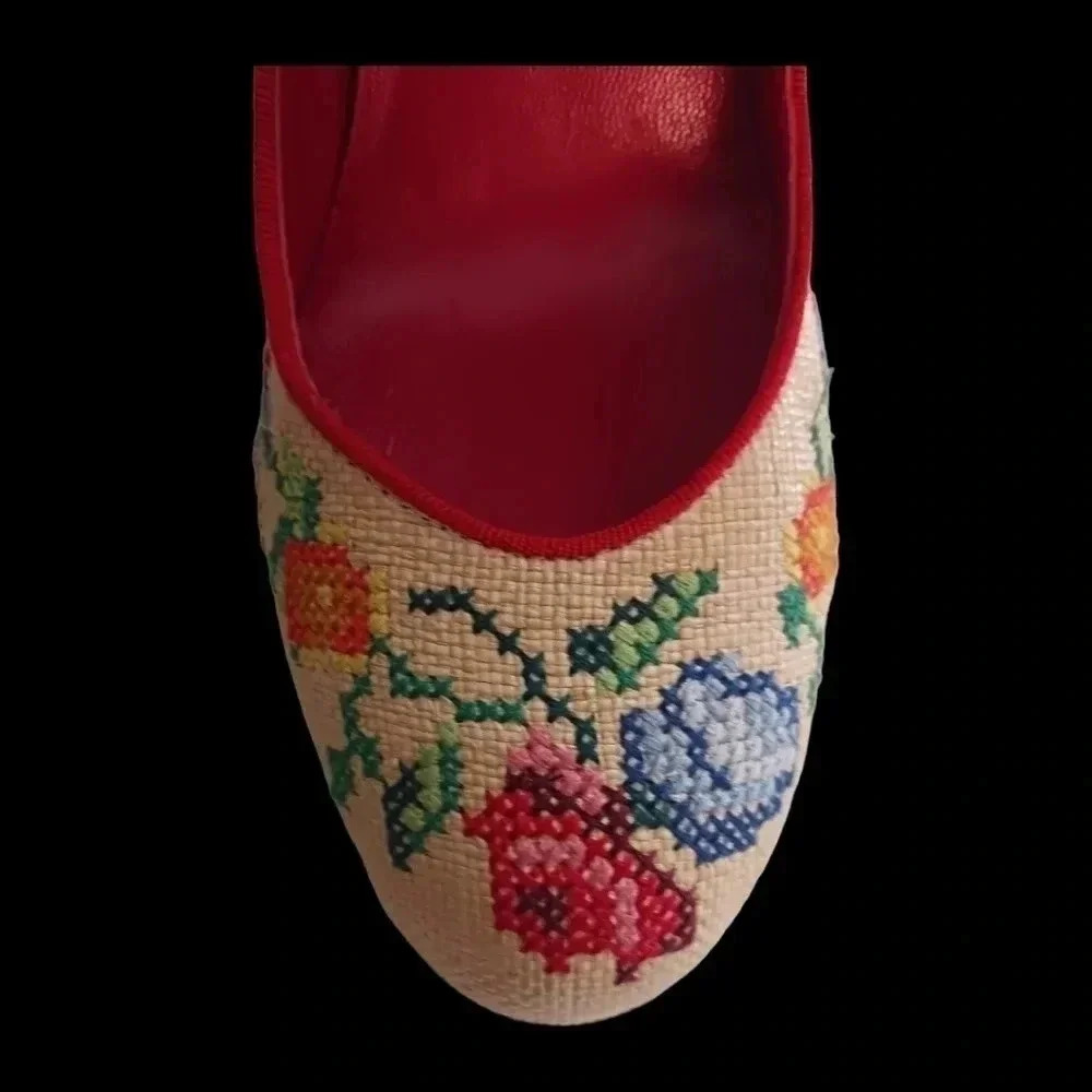 Jill stuart wicker embroidered high heel 9B - Picture 11 of 15